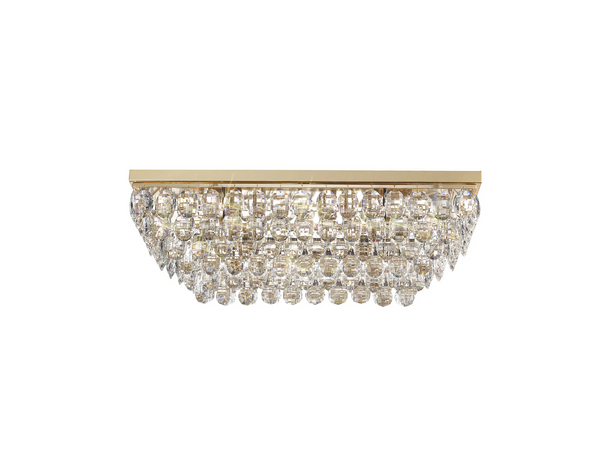 Lightologist Conifer Linear Flush Ceiling, 5 Light E14, French Gold/Crystal