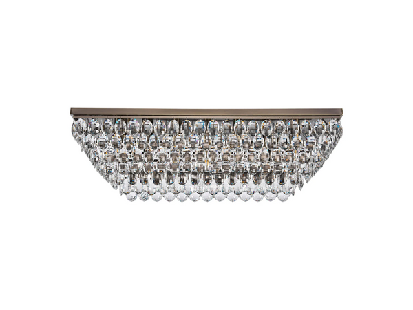 Lightologist Conifer Linear Flush Ceiling, 11 Light E14, Antique Brass/Crystal