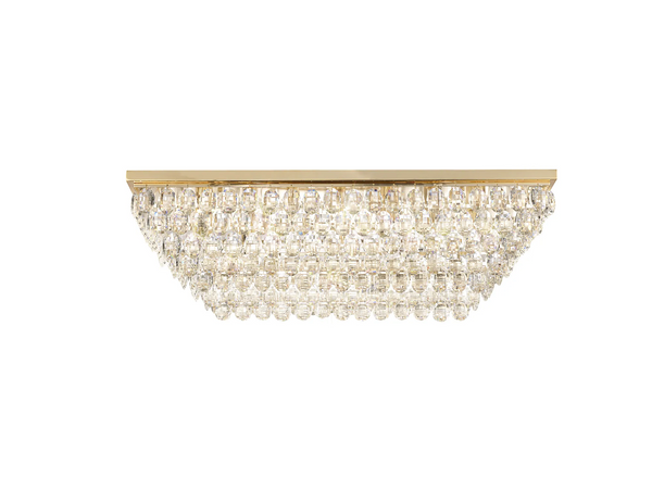 Lightologist Conifer Linear Flush Ceiling, 11 Light E14, French Gold/Crystal