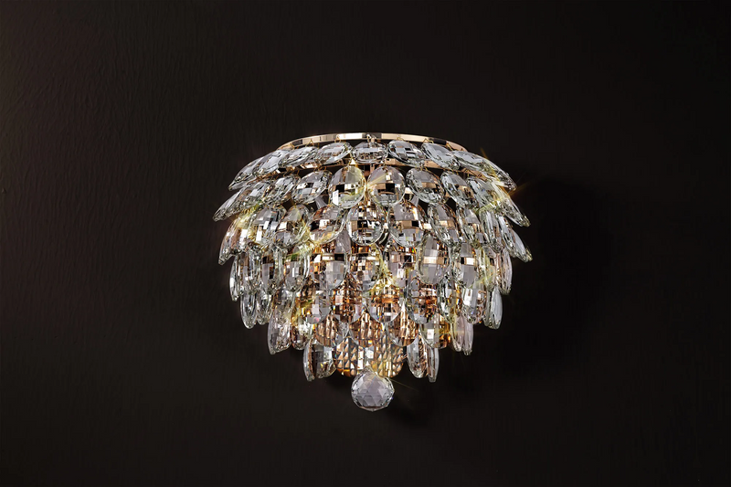 Lightologist Conifer Wall Lamp, 2 Light E14, French Gold/Crystal