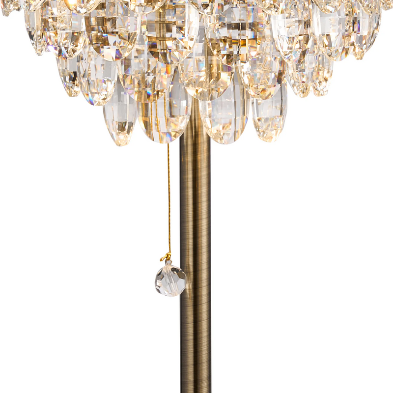 Lightologist Conifer Table Lamp, 2 Light E14, Antique Brass/Crystal