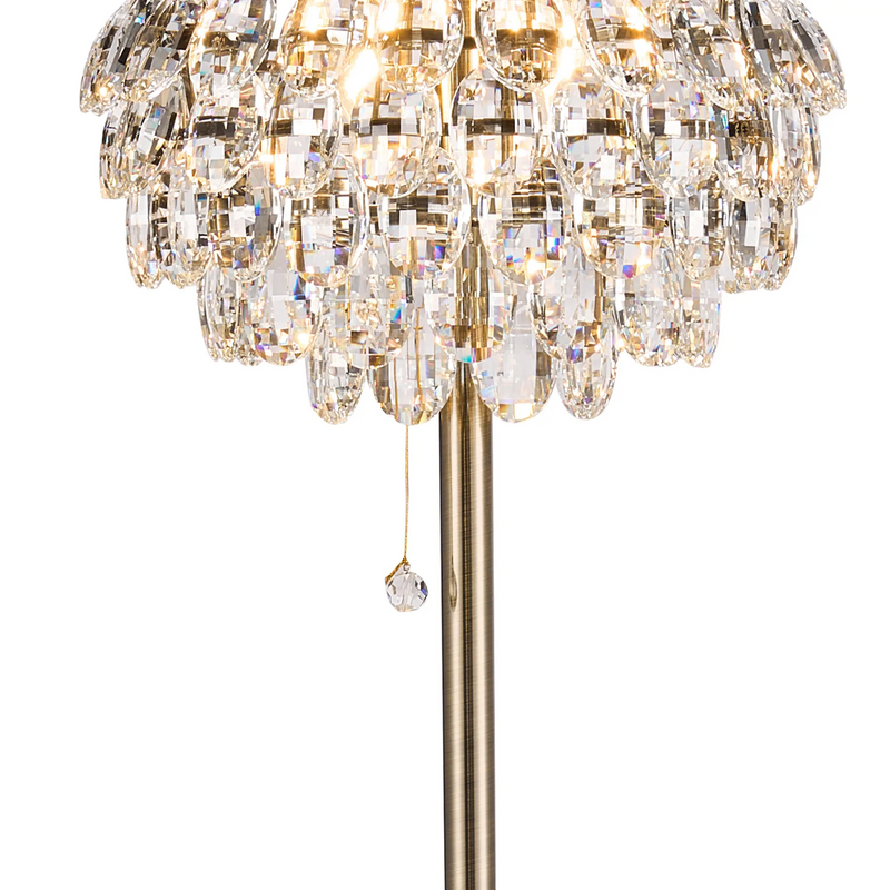 Lightologist Conifer Floor Lamp, 3 Light E14, Antique Brass/Crystal