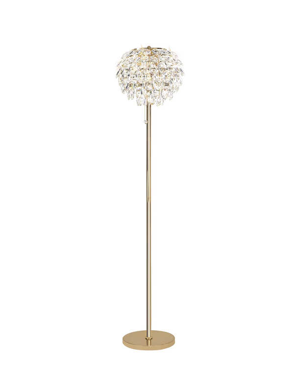 Lightologist Conifer Floor Lamp, 3 Light E14, French Gold/Crystal