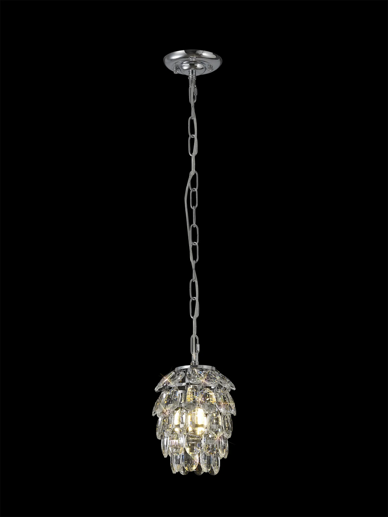 Lightologist Conifer 17cm Pendant 5 Layer, 1 Light E27, Polished Chrome/Crystal