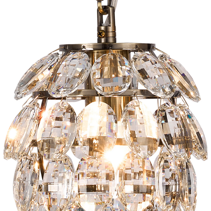 Lightologist Conifer 17cm Pendant 5 Layer, 1 Light E27, Antique Brass/Crystal