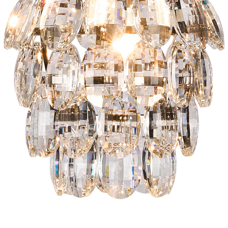 Lightologist Conifer 17cm Pendant 5 Layer, 1 Light E27, Antique Brass/Crystal