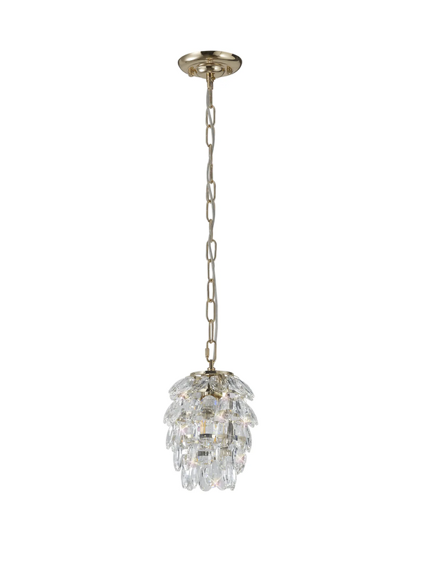 Lightologist Conifer 17cm Pendant 5 Layer, 1 Light E27, French Gold/Crystal