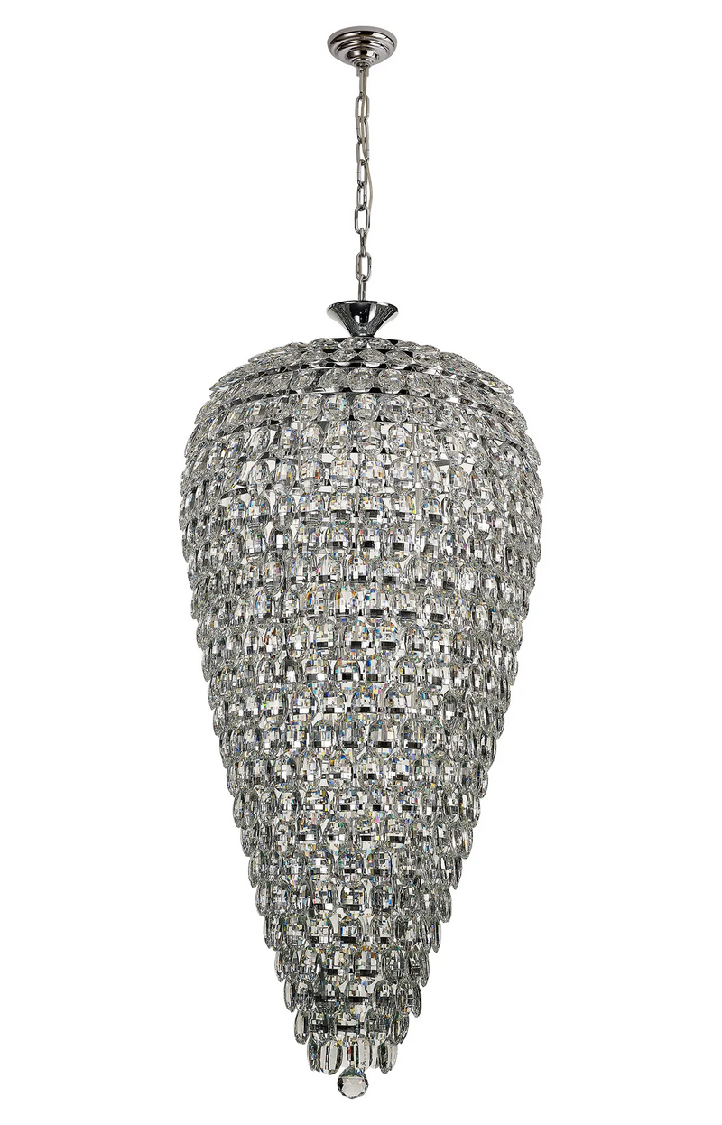 Lightologist Conifer 60cm Tall Acorn Pendant, 20 Light E14, Polished Chrome/Crystal