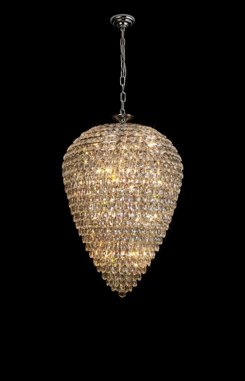 Lightologist Conifer 80cm Acorn Pendant, 25 Light E14, Polished Chrome/Crystal