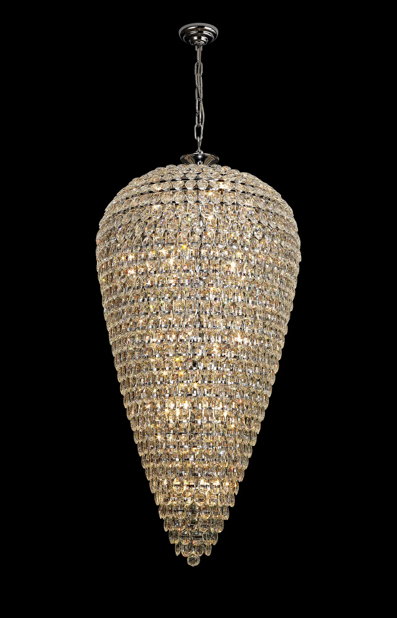 Lightologist Conifer 80cm Tall Acorn Pendant, 30 Light E14, Polished Chrome/Crystal