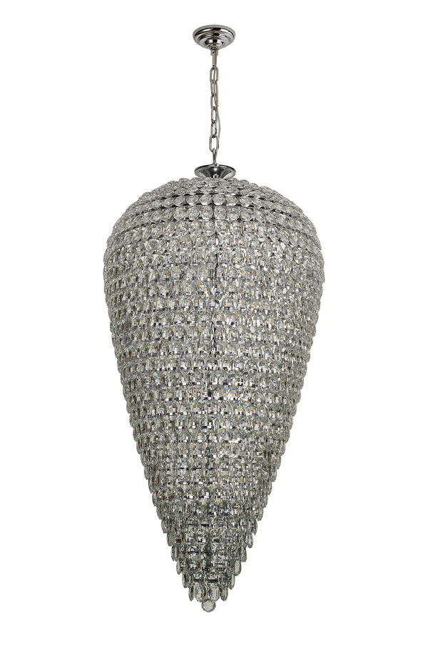 Lightologist Conifer 80cm Tall Acorn Pendant, 30 Light E14, Polished Chrome/Crystal