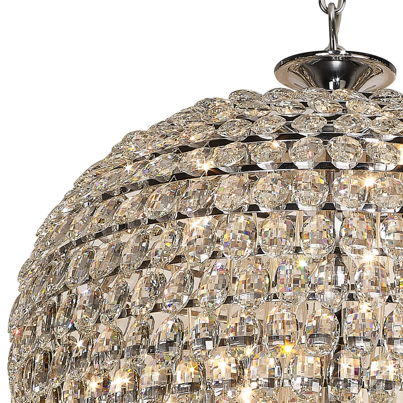 Lightologist Conifer 80cm Tall Acorn Pendant, 30 Light E14, Polished Chrome/Crystal