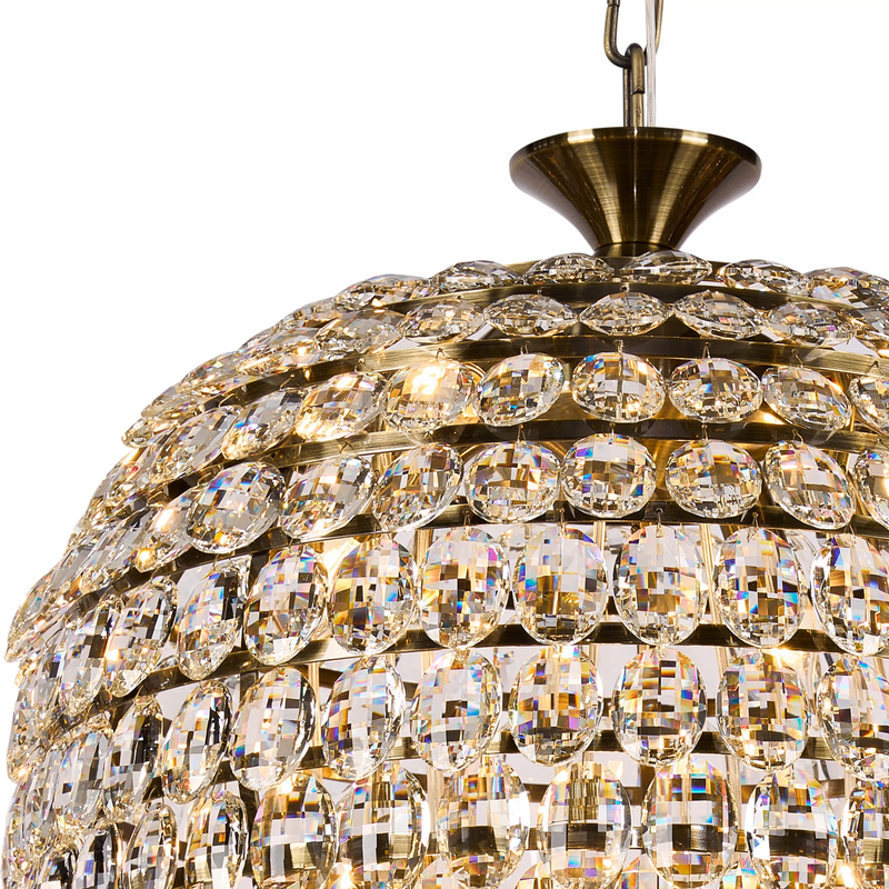 Lightologist Conifer 60cm Acorn Pendant, 16 Light E14, Antique Brass/Crystal