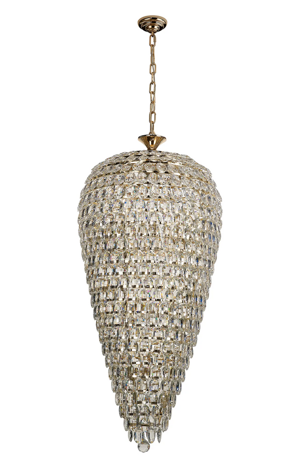 Lightologist Conifer 60cm Tall Acorn Pendant, 20 Light E14, French Gold/Crystal