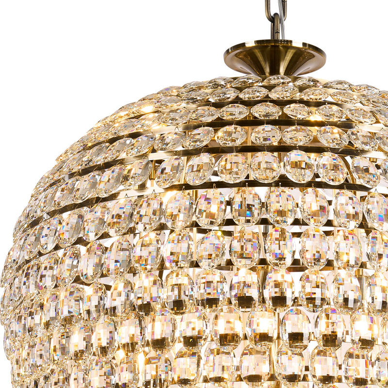 Lightologist Conifer 80cm Acorn Pendant, 25 Light E14, Antique Brass/Crystal