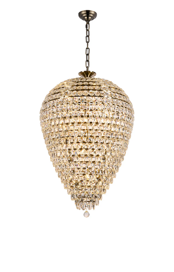 Lightologist Conifer 80cm Acorn Pendant, 25 Light E14, Antique Brass/Crystal