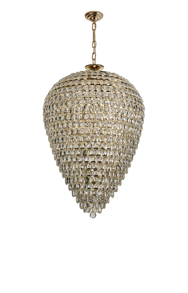 Lightologist Conifer 80cm Acorn Pendant, 25 Light E14, French Gold/Crystal