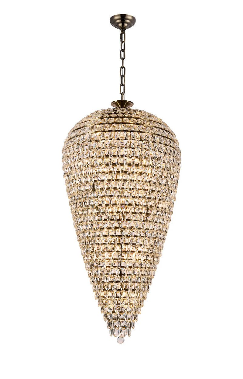 Lightologist Conifer 80cm Tall Acorn Pendant, 30 Light E14, Antique Brass/Crystal