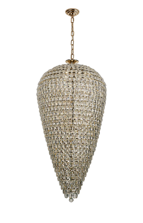 Lightologist Conifer 80cm Tall Acorn Pendant, 30 Light E14, French Gold/Crystal