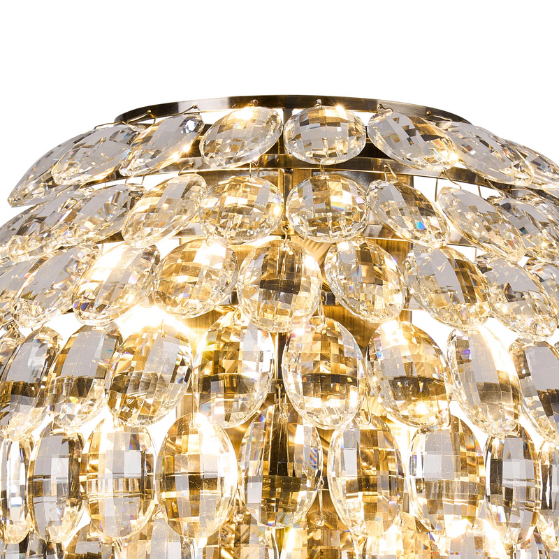 Lightologist Conifer Tall Wall Lamp, 4 Light E14, Antique Brass/Crystal