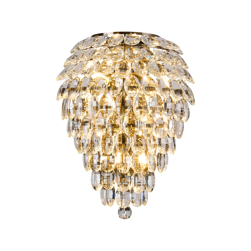 Lightologist Conifer Tall Wall Lamp, 4 Light E14, Antique Brass/Crystal