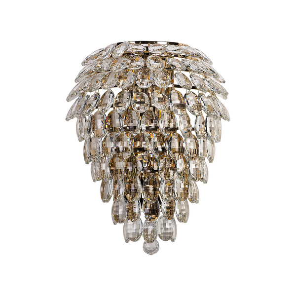 Lightologist Conifer Tall Wall Lamp, 4 Light E14, French Gold/Crystal