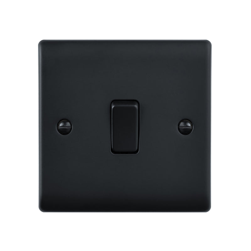 Saxby Raised Screwed 10AX 1G 2-Way Switch - Matt Black RS101BL