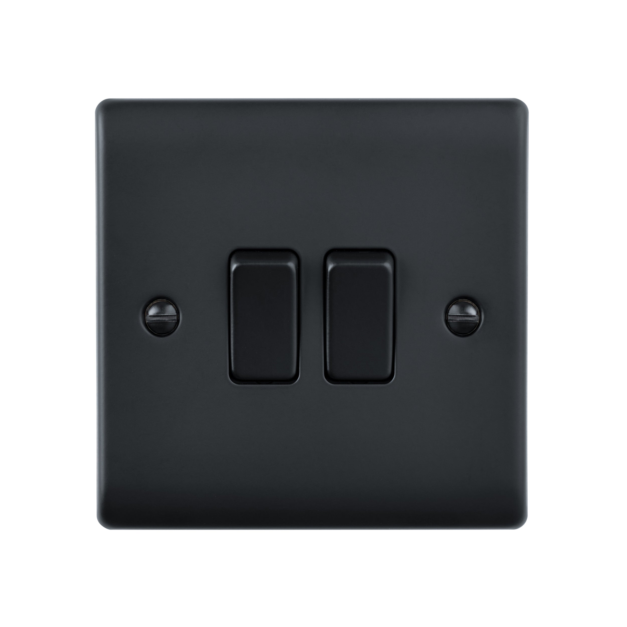 Saxby Raised Screwed 10AX 2G 2-Way Switch - Matt Black RS102BL