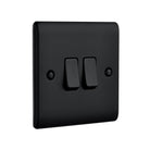 Saxby Raised Screwed 10AX 2G 2-Way Switch - Matt Black RS102BL