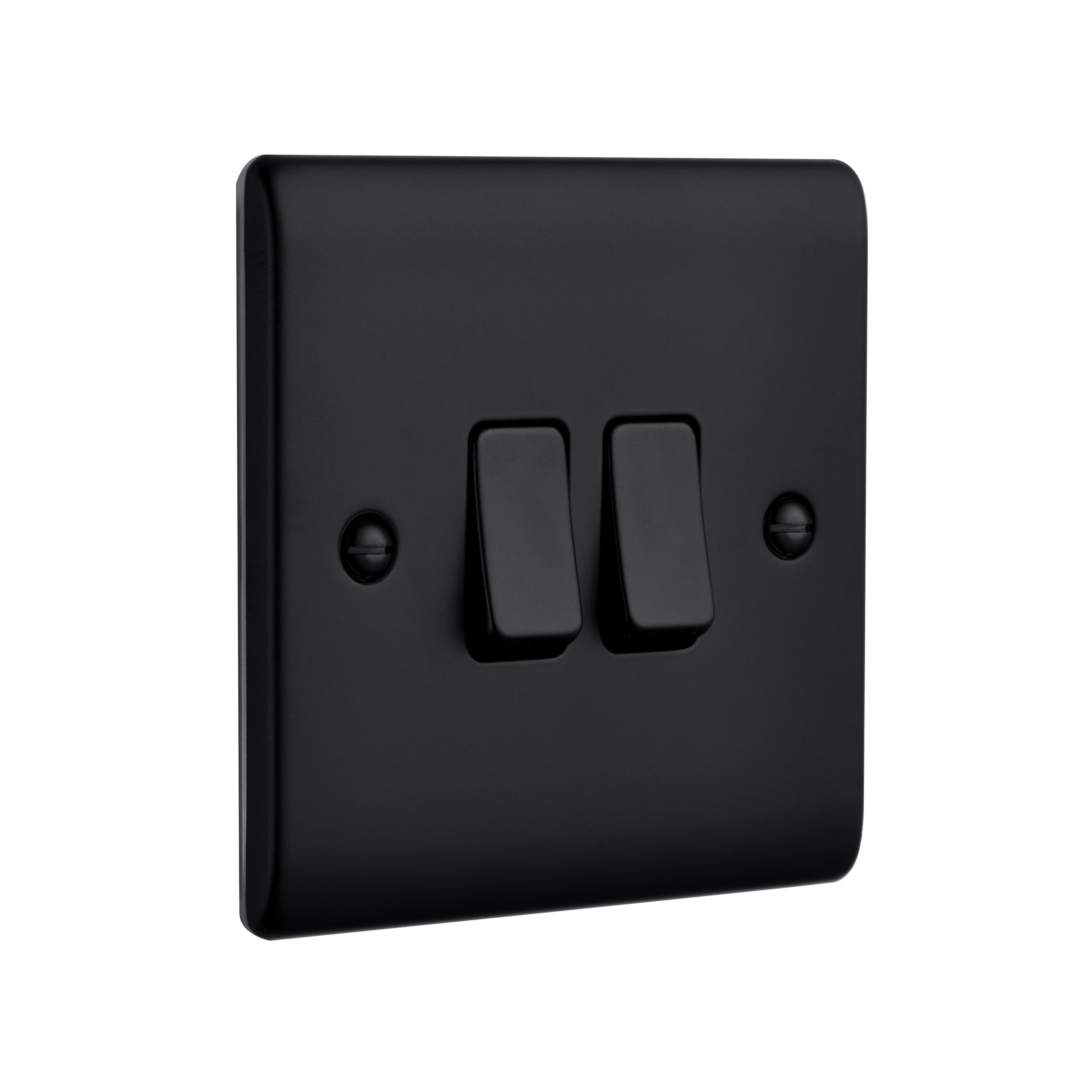 Saxby Raised Screwed 10AX 2G 2-Way Switch - Matt Black RS102BL