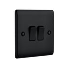 Saxby Raised Screwed 10AX 2G 2-Way Switch - Matt Black RS102BL