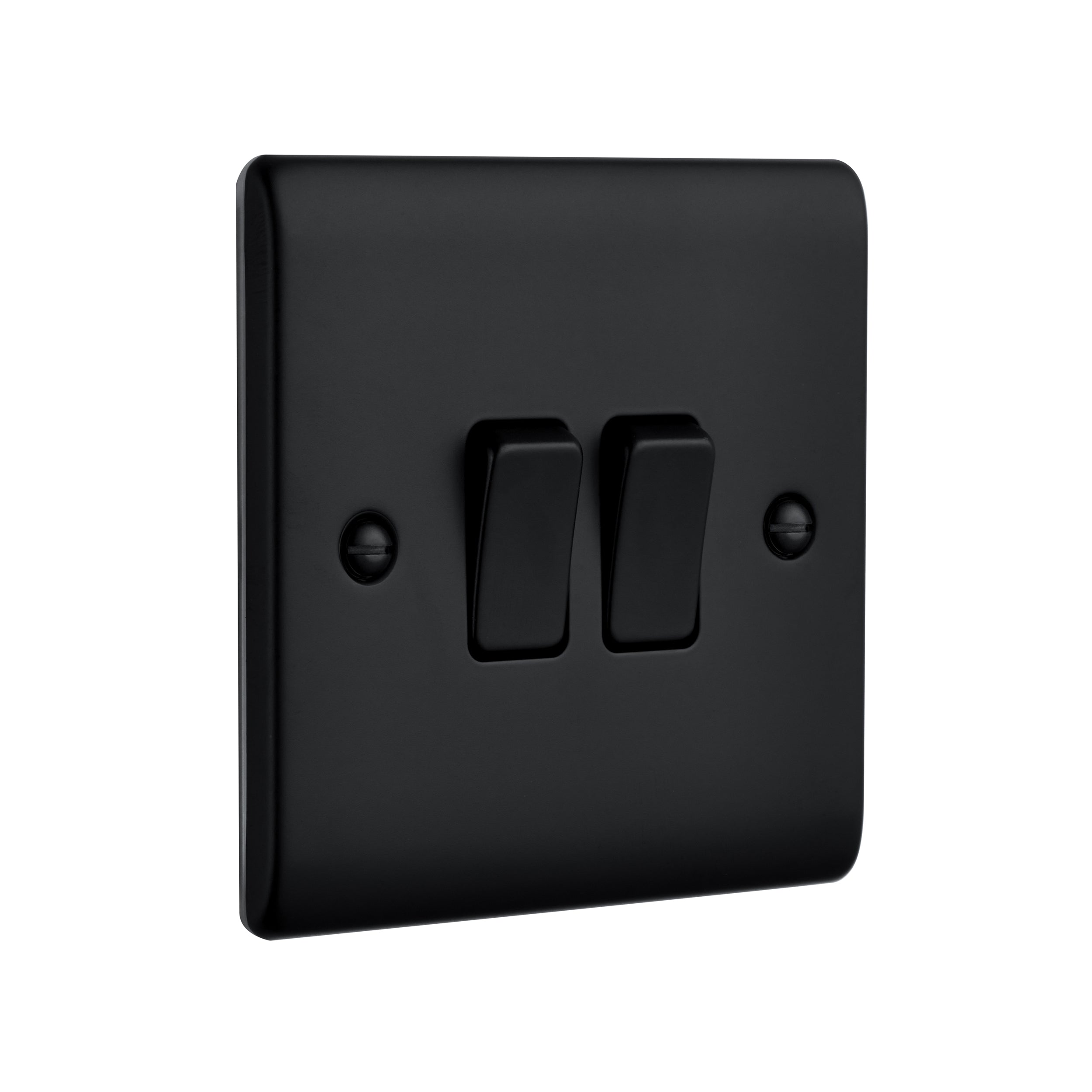 Saxby Raised Screwed 10AX 2G 2-Way Switch - Matt Black RS102BL