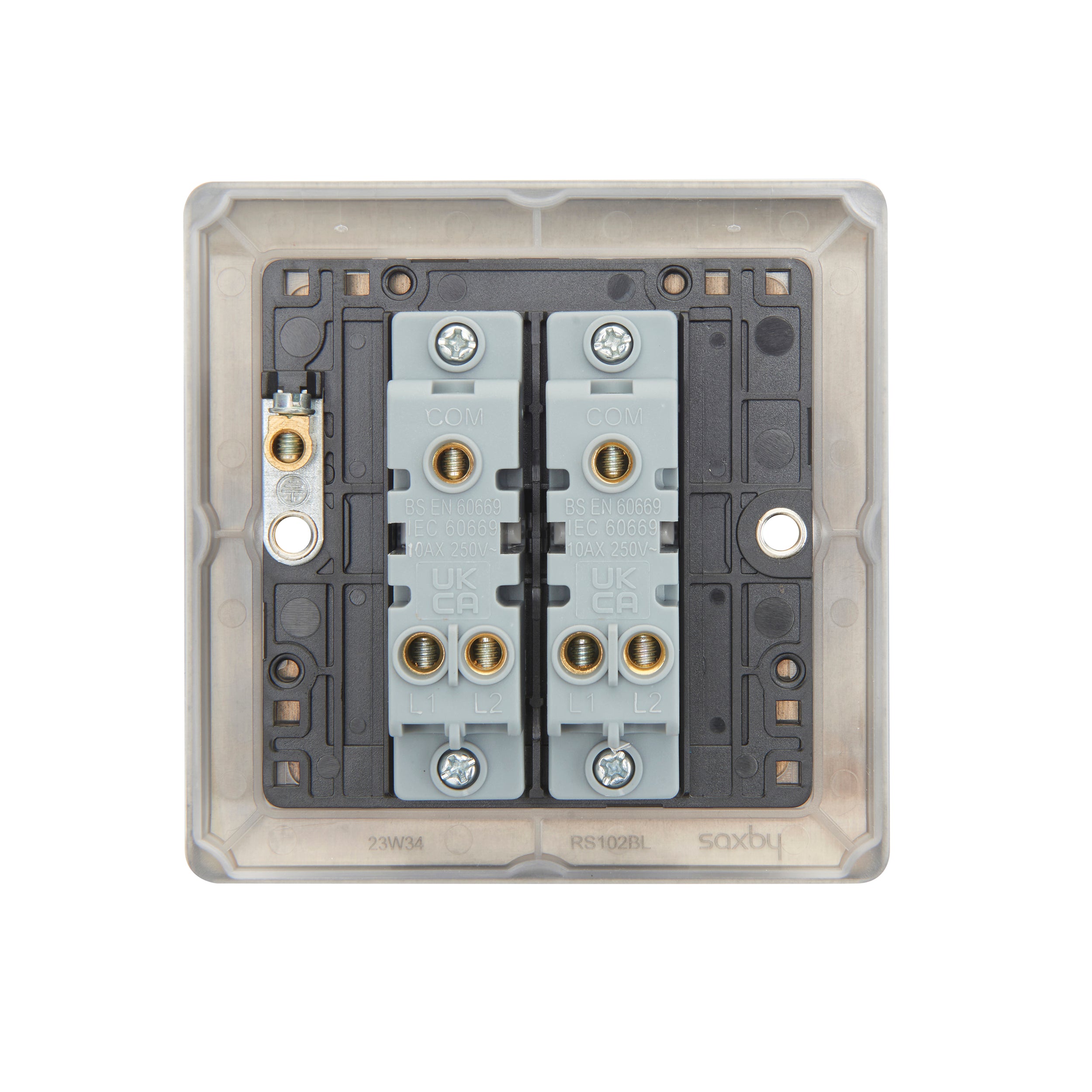 Saxby Raised Screwed 10AX 2G 2-Way Switch - Matt Black RS102BL