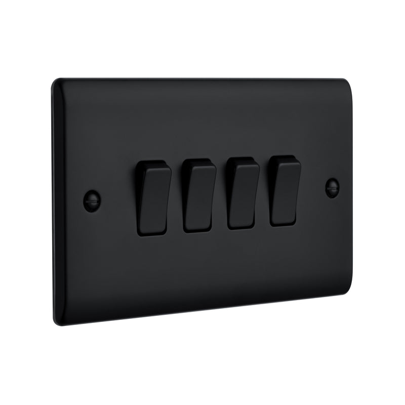 Saxby Raised Screwed 10AX 4G 2-Way Switch - Matt Black RS104BL