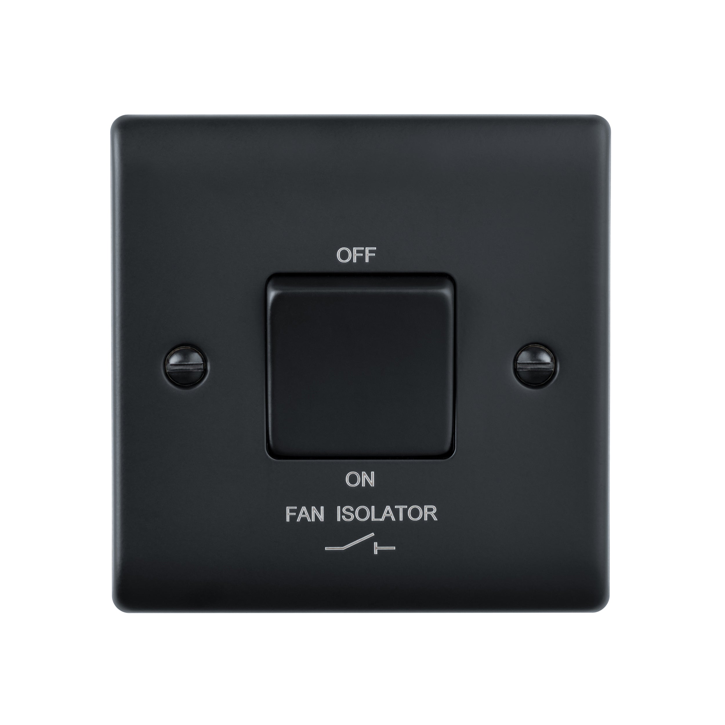 Saxby Raised Screwed 10AX 1G 3-Pole Fan Isolator Switch - Matt Black RS110BL