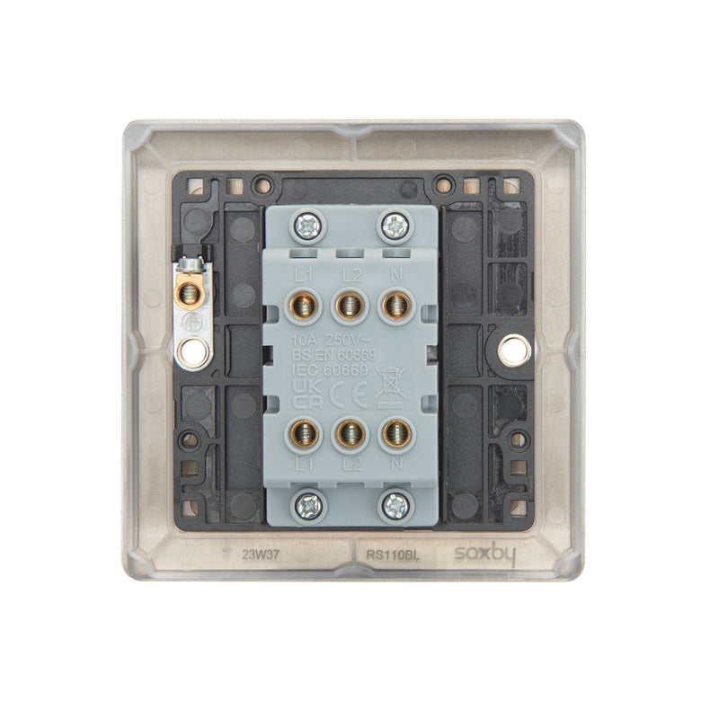 Saxby Raised Screwed 10AX 1G 3-Pole Fan Isolator Switch - Matt Black RS110BL