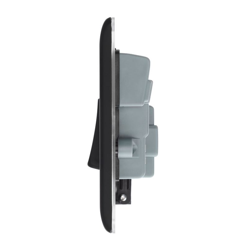 Saxby Raised Screwed 13A Switched Fused Spur Unit with Flex Outlet and Neon - Matt Black RS323BL