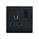 Saxby Raised Screwed 13A 1G DP Switched Socket - Matt Black With Black Insert RS412BLB