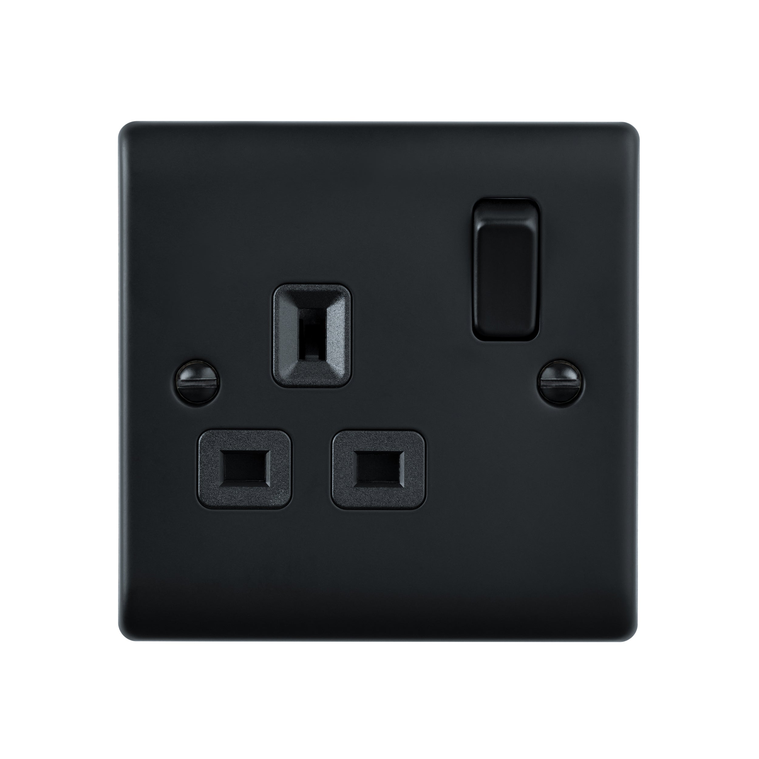 Saxby Raised Screwed 13A 1G DP Switched Socket - Matt Black With Black Insert RS412BLB