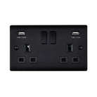 Saxby Raised Screwed 13A 2G DP Switched Socket with twin 5V USB - Matt Black With Black Insert RS423BLB