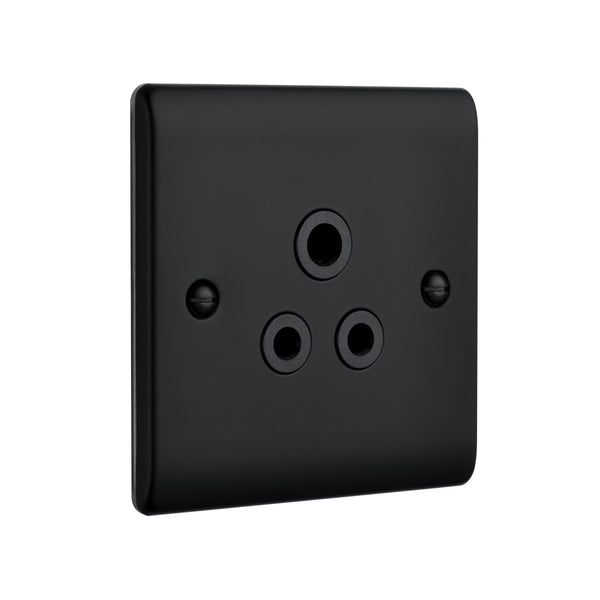 Saxby Raised Screwed 5A Unswitched Socket - Matt Black With Black Insert RS429BLB