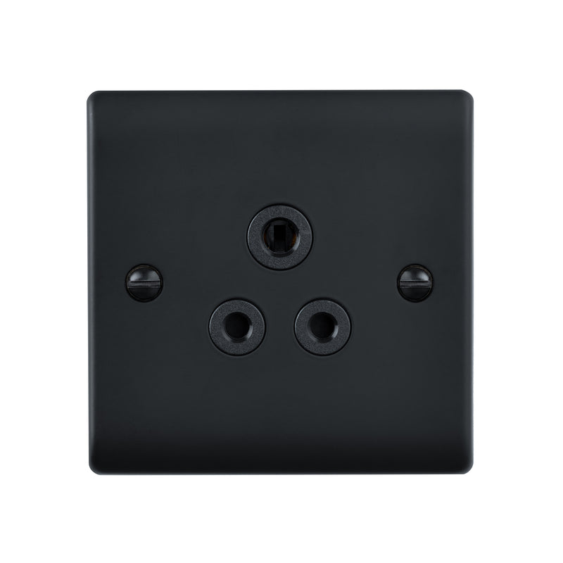 Saxby Raised Screwed 5A Unswitched Socket - Matt Black With Black Insert RS429BLB