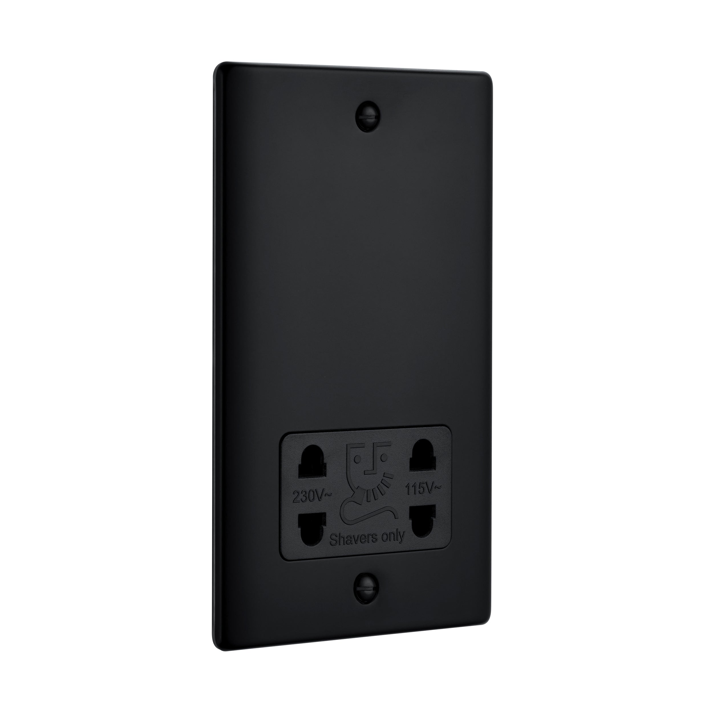 Saxby Raised Screwed Dual Voltage Shaver Socket - Matt Black With Black Insert RS441BLB