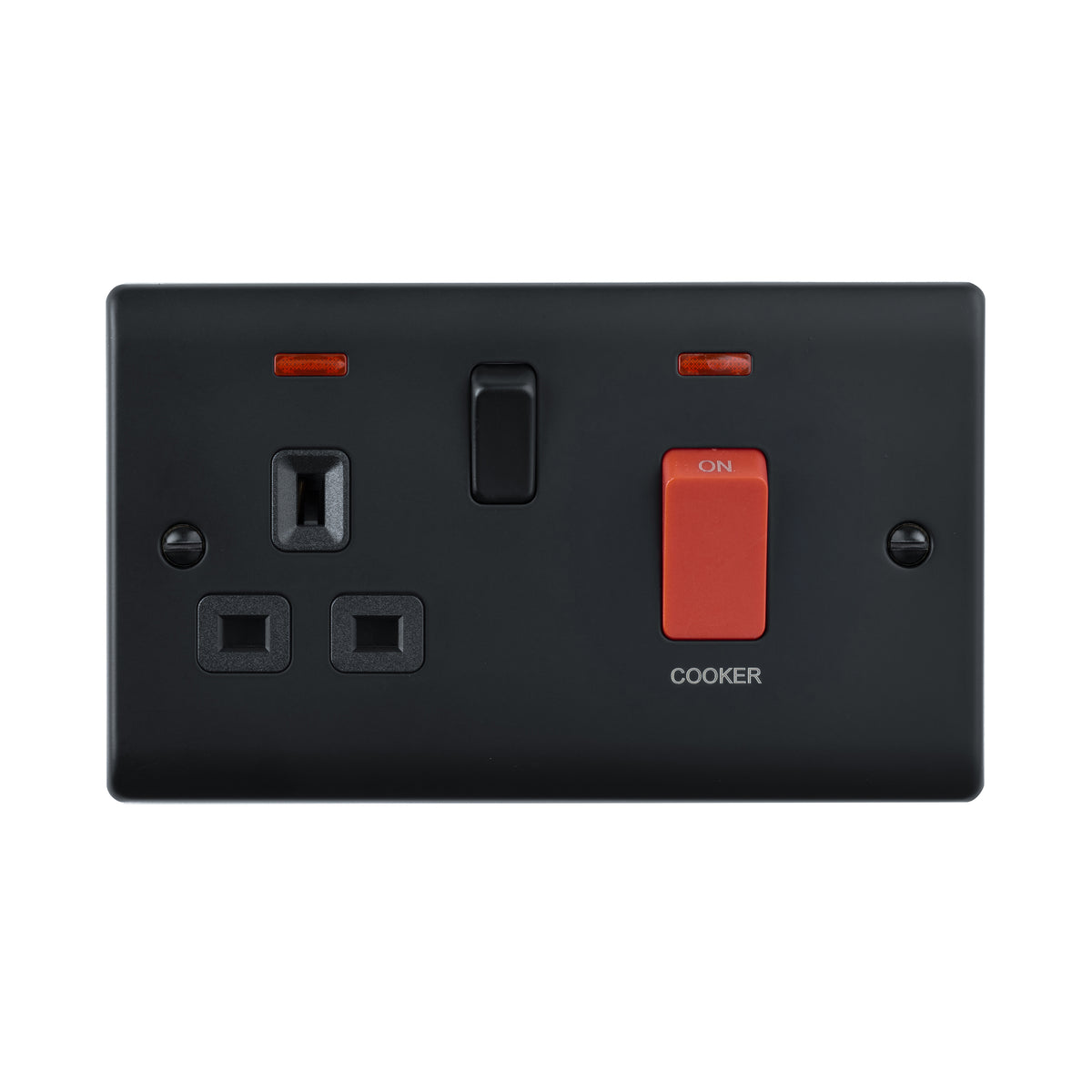 Saxby Raised Screwed 45A DP Cooker Switch with 13A Socket with Neon ...