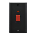 Saxby Raised Screwed 45A Large Plate DP Switch with Neon - Matt Black RS555BL