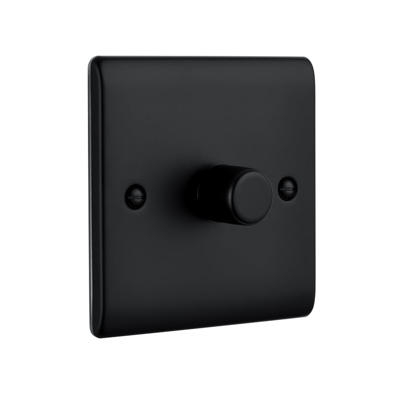 Saxby Raised Screwed 1G LED Dimmer 5-100W - Matt Black RS661BL