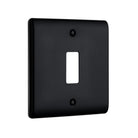 Saxby Raised Screwed 1G Grid Front Plate - Matt Black RSGFP1BL