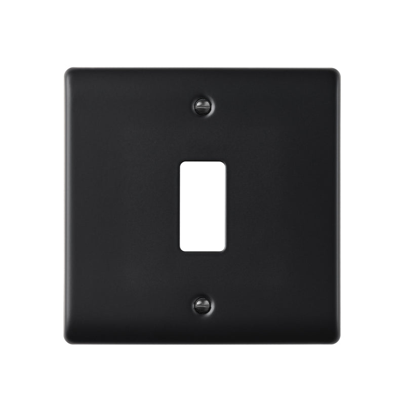 Saxby Raised Screwed 1G Grid Front Plate - Matt Black RSGFP1BL