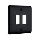 Saxby Raised Screwed 2G Grid Front Plate - Matt Black RSGFP2BL