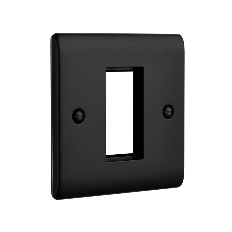 Saxby Raised Screwed 1G Modular Faceplate (1 Module) - Matt Black RSMFP1BL